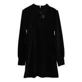 Schwarzes Samtkleid im Retro-Design für Herbst und Winter